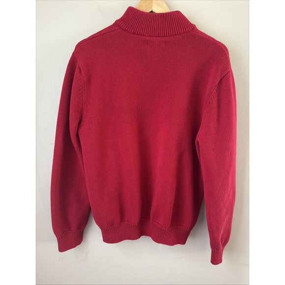 Chaps Men’s Red Quarter Zip Sweater Moose Fair Isle Design Size Large Holiday - Picture 7 of 7